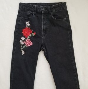 High Waisted Embroidered Jeans
